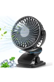 EXENAR Masaüstü Şarjlı Mandallı 360° Dönen Mini Fan Vantilatör Şarjlı Klipsli Soğutucu 3 Kademe 8000 RPM - 1