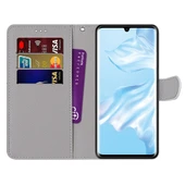 Huawei P30 Pro PU Deri Kılıf - Gradient Renkli Çiçek - Kart Yuvalı ve Cüzdanlı - 3