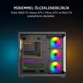 James Donkey Stark S800 4xARGB Temperli Cam ATX Siyah Gaming (Oyuncu) Kasa - 3