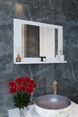 makbulce Yakut Dresuar,60x45 Beyaz Raflı Banyo Aynası Beyaz - 2