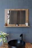makbulce Yakut Dresuar,60x45 Raflı Banyo Aynası Atlantik Çam - 1