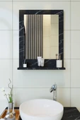 makbulce Safir Banyo Aynası Dresuar 45x60 Mermer Raflı Banyo Aynası - 1