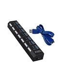 Alfalink 7 Port Adaptörlü Usb Hub Çoklayıcı USB 3.0 On Off Tuşlu - 1