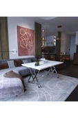 makbulce Reyyan Orta Sehpa Gümüş Metal Ayak Tekerlekli Beyaz 60 X100 - 2
