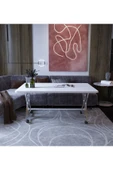 makbulce Reyyan Orta Sehpa Gümüş Metal Ayak Tekerlekli Beyaz 60 X100 - 3