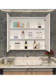makbulce Berlin Çif Kapaklı Aynalı Banyo Dolabı MDF - 3