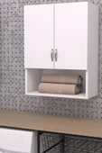 MONTANA Banyo Dolabı, Makina Üstü Dolap, Havlu Dolabı, Çamaşır Dolabı, Kapaklı Dolap Beyaz - 1