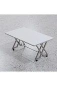 makbulce Reyyan Orta Sehpa Gümüş Metal Ayak Tekerlekli Beyaz 60 X100 - 1