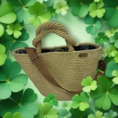 KADIN EL EMEĞİ SAMAN RENGİ HASIR ÇANTA thumbnail 1