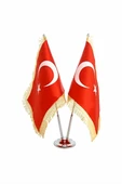 Süpertrend Krom ikili (2li) Türk Masa Bayrağı (SİMLİ) - 1