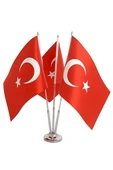 Süpertrend Krom Üçlü (3lü) Devlet Masa Bayrağı - 2