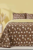 Rivaİstanbul Kahve Papatyalı Çift Kişilik Pamuklu Kapitone Pike & Çok Amaçlı Yatak Örtüsü - 1