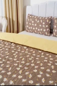Rivaİstanbul Kahve Papatyalı Çift Kişilik Pamuklu Kapitone Pike & Çok Amaçlı Yatak Örtüsü - 4