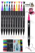 Fineliner 10 Lu Çift Taraflı İnce Uçlu Kalem 1 Paket 10 Renk 0.4 Mm Keçe Uçlu Kalem Renkli İşaretleme Yazı Kalemi - 1