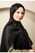 MODA Üçgen Desen Parlak Jakar Şal Siyah - 2