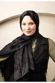 MODA Üçgen Desen Parlak Jakar Şal Siyah - 4