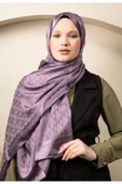MODA Üçgen Desen Parlak Jakar Şal Lila - 5