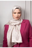 MODA Üçgen Desen Parlak Jakar Şal Fil Dişi - 2