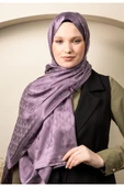 MODA Üçgen Desen Parlak Jakar Şal Lila - 4