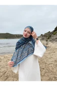 MODA Soft Pamuk Etnik Desen Şal Mavi-vizon - 2