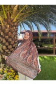 MODA Soft Pamuk Etnik Desen Şal Kahve - 1