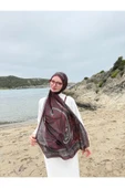 MODA Modal Soft Serisi Etnik Desen Şal Bordo - 3