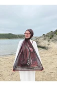 MODA Modal Soft Serisi Etnik Desen Şal Bordo - 1