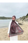 MODA Modal Soft Serisi Etnik Desen Şal Bordo - 5