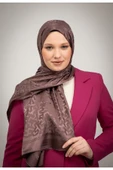 MODA Geometrik Desen Parlak Jakar Şal Kahve - 2