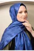 MODA Zincir Desen Parlak Jakar Şal İndigo Mavisi - 2