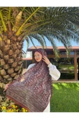 MODA Soft Pamuk Etnik Desen Şal Bordo-gri - 3