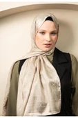 MODA Zincir Desen Parlak Jakar Şal Bej - 1