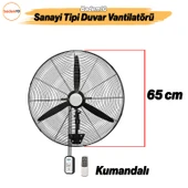 Sanayi Tipi Kumandalı Duvar Vantilatörü 65 cm 190W Endüstriyel Sessiz Duvara Monte Fan - 2
