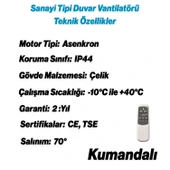 Sanayi Tipi Kumandalı Duvar Vantilatörü 65 cm 190W Endüstriyel Sessiz Duvara Monte Fan - 4