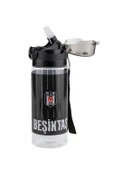 Beşiktaş İnce Çubuk Desenli 500 ML Plastik Matara Pipetli Suluk Yeni Sezon - 2