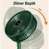 Sessiz Masa Vantilatörü 3 Modlu Katlanabilir Usb Şarjlı Taşınabilir Portatif Teleskopik Araç İçi Oto - 6