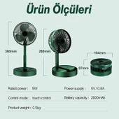 Sessiz Masa Vantilatörü 3 Modlu Katlanabilir Usb Şarjlı Taşınabilir Portatif Teleskopik Araç İçi Oto - 3