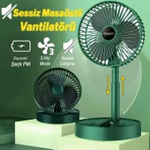 Sessiz Masa Vantilatörü 3 Modlu Katlanabilir Usb Şarjlı Taşınabilir Portatif Teleskopik Araç İçi Oto - 1