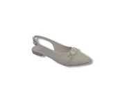 Zerhan 250 Kadın Krem Tokalı Baskı Desenli Arkası Açık Babet Ayakkabı thumbnail 4