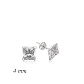 Kruvazör Gümüş Kare Tek Taş Zirkon Küpe - 4 mm - 2