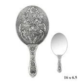 Kruvazör Gümüş 925 Ayar Gül Desenli El Aynası - 1