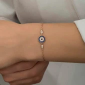 Süpertrend Gümüş Rose Nazar Boncuklu Kadın Bileklik - 1