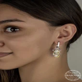 Süpertrend Swarovski Crystal Taşlı Gümüş Kalp Salkım Sallantılı Çivili Kadın Küpe - 2