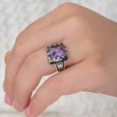 Süpertrend Gümüş Lila Zirkon Taşlı Çocuk Erkek Yüzük - 2