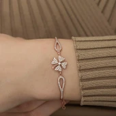 Kruvazör Gümüş Rose Yonca Bileklik - 4