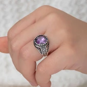 Süpertrend Gümüş Lila Zirkon Taşlı Çocuk Erkek Yüzük - 2