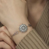 Kruvazör ​Gümüş Rose Çiçek Desenli Elmas Montür Bileklik - 4