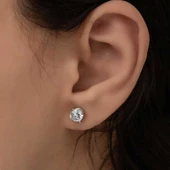 Süpertrend ​Gümüş 7 mm Beyaz Zirkon Tek Taş Kadın Küpe - 2