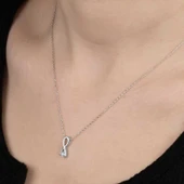 Kruvazör Swarovski Taşlı Gümüş Sonsuzluk Bayan Kolye - 2
