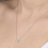 Kruvazör Swarovski Taşlı Gümüş Kalp Bayan Kolye - 2